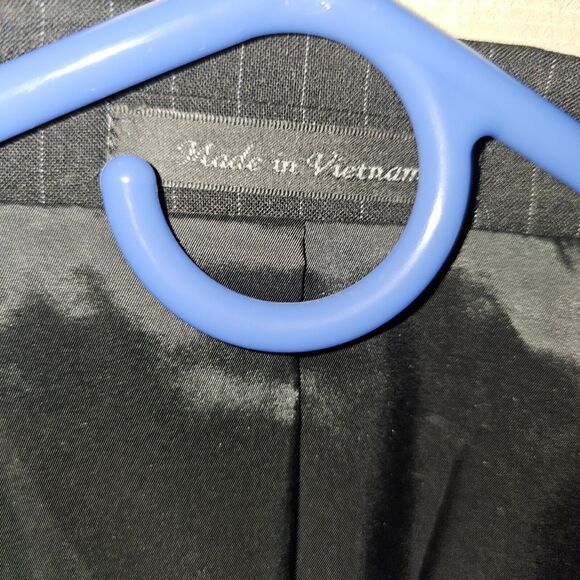 Chaps Pinstripe Blazer Sports Coat Mens 48R Navy Wool Blend Business Attire - Picture 6 of 12